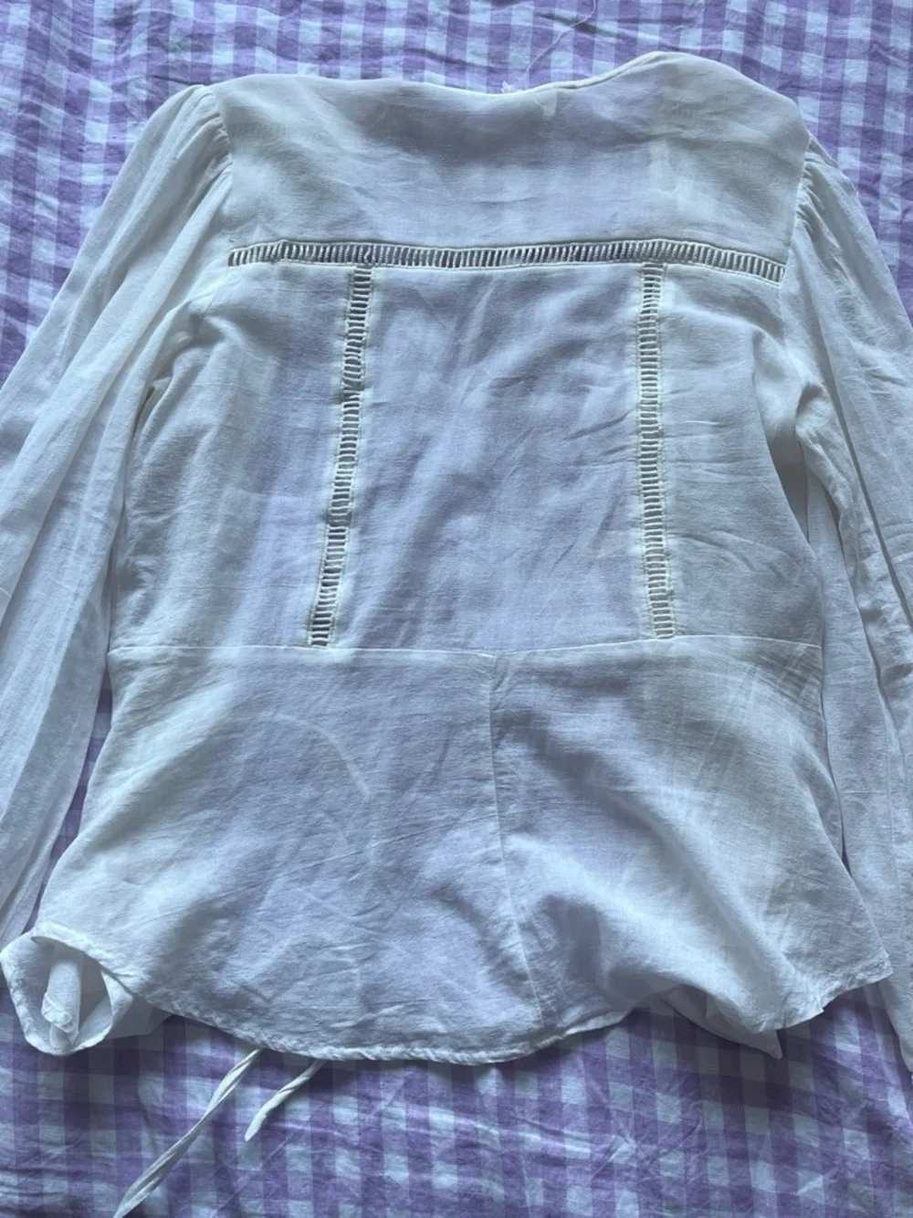 White Wrap-Front Long Sleeve Blouse